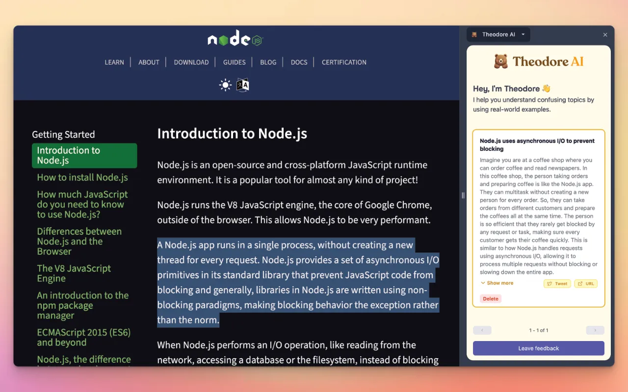 Extension context menu screenshot